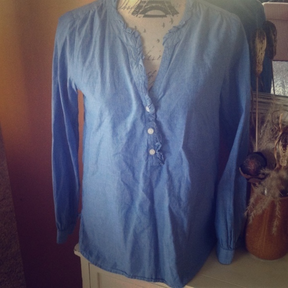 LOFT Ruffle Hem Top XS